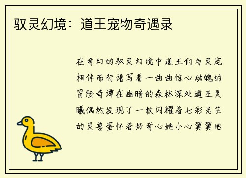 驭灵幻境：道王宠物奇遇录